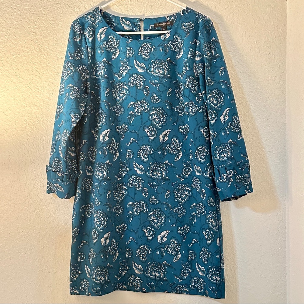 Banana Republic Factory teal floral dress 10p